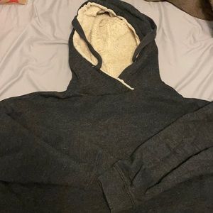 Aerie grey hoodie size medium with fur